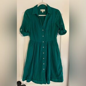 Anthropologie Moulinette Soeurs Reed Kelly Green Fit & Flare Shirt Dress size 4